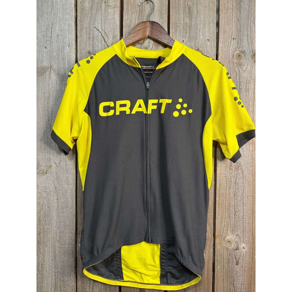 Craft L1 Ventilation Cycling Jersey Mens Large Yellow Grey Short Sleeve 193587